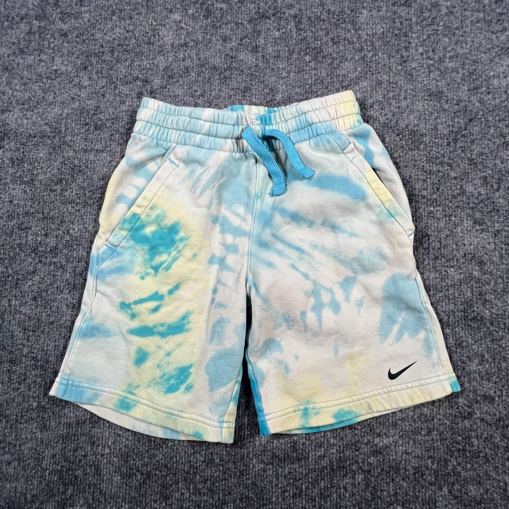 Nike Sportswear Club Tie Dye Fleece Short Boys Small Multicolor Drawstring Waist
